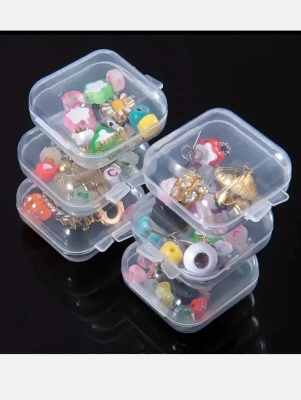 Set of 5 Clear Square Plastic Storage Boxes
